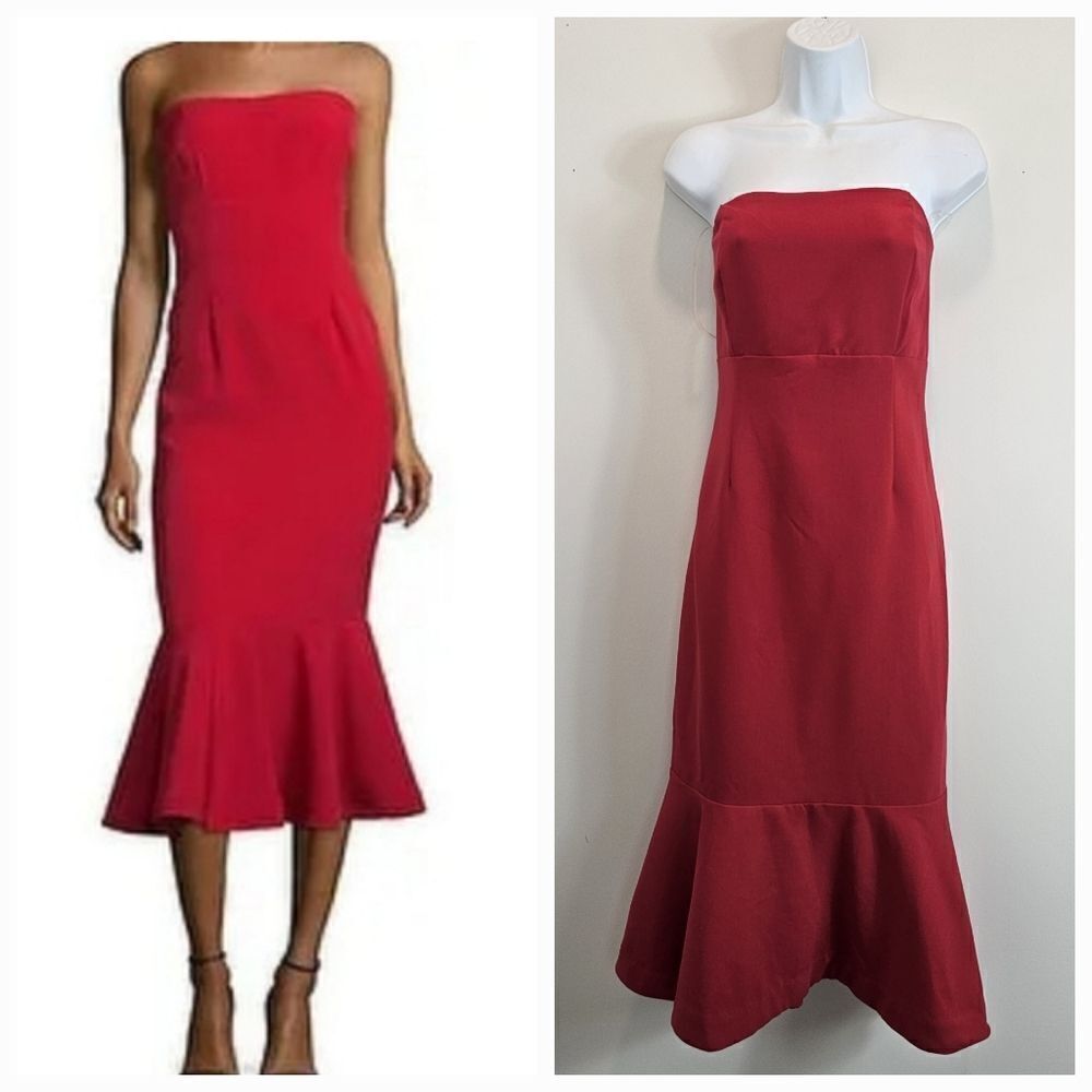 NEW DO+BE Red Mermaid Strapless Sweetheart Neck Sexy Dress Size Large